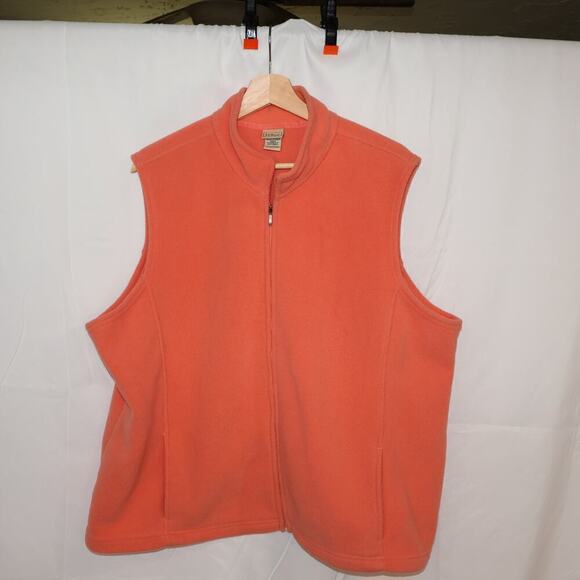 LL Bean Lycra Spandex Flannel Vest Size 2X Zip Front Two front pockets Pumpkin - Picture 3 of 16